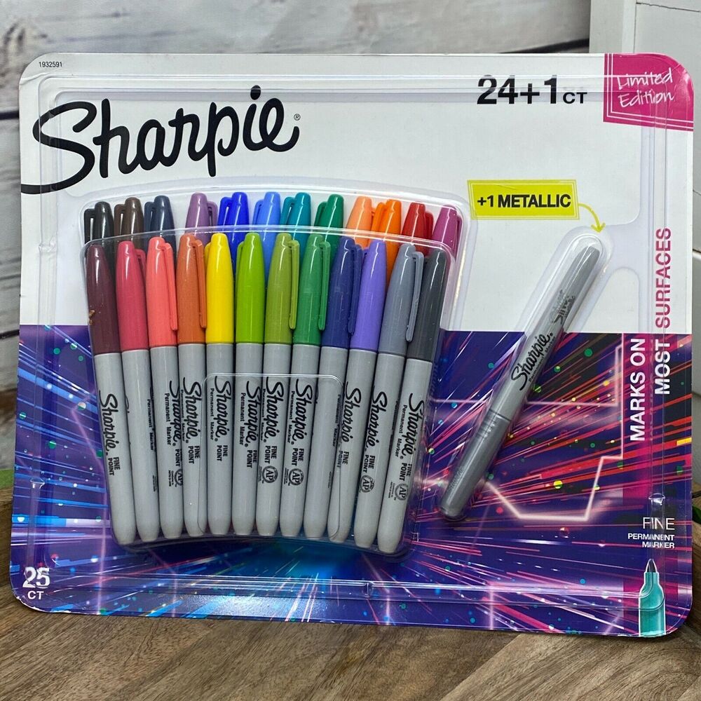 Sharpie Mini Permanent Markers 24 Fine Point Color 1 Metallic Artist 25 Count